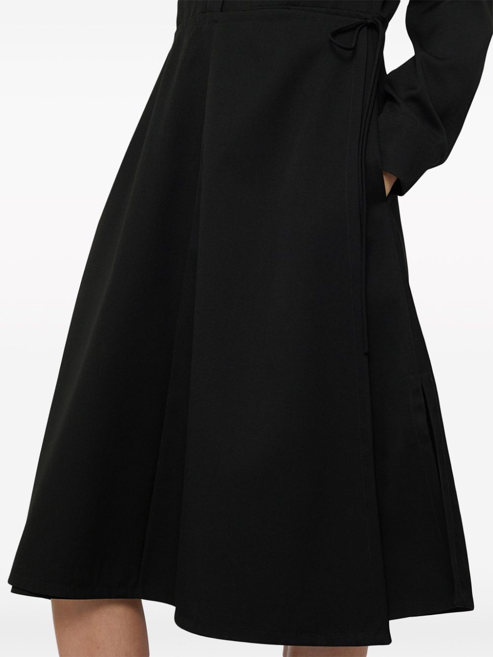 Shop Jil Sander Wrapover-panel Virgin Wool Shirtdress In Black