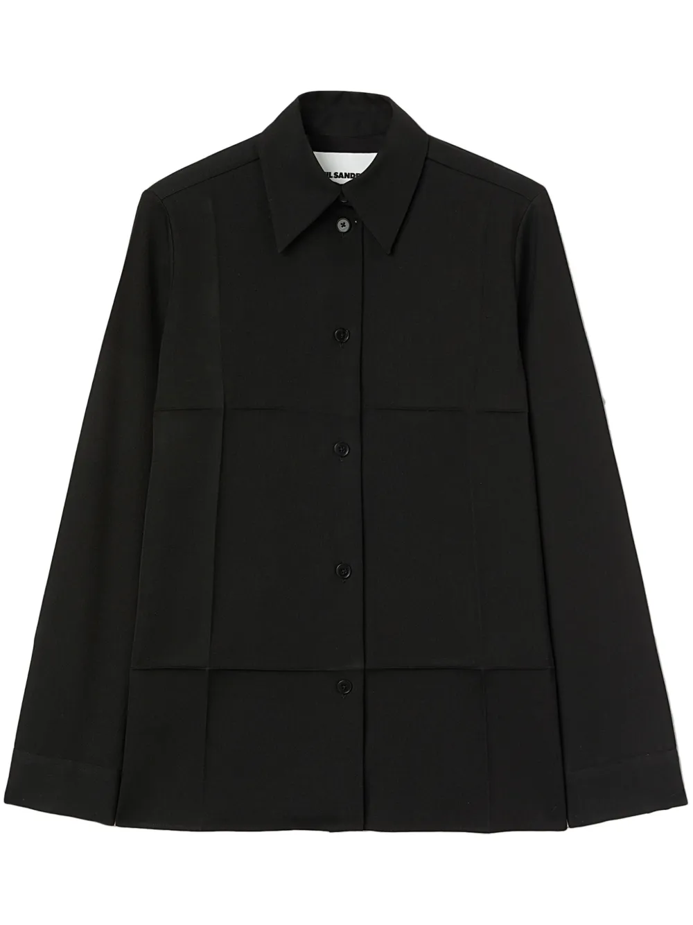 Jil Sander Long-sleeve Virgin-wool Shirt In 黑色