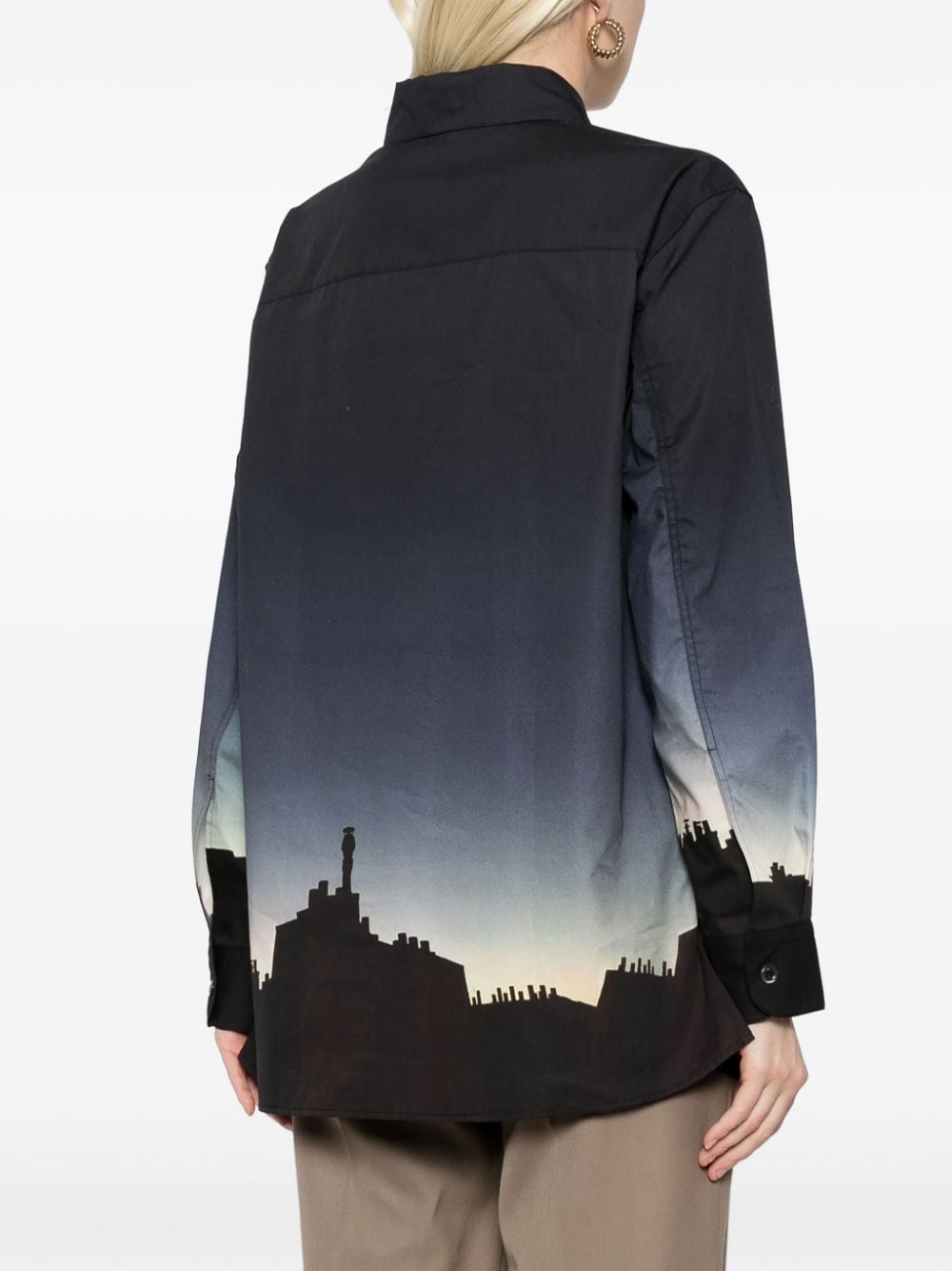Shop Agnès B. Twilight Screen-print Cotton Shirt In Multicolour