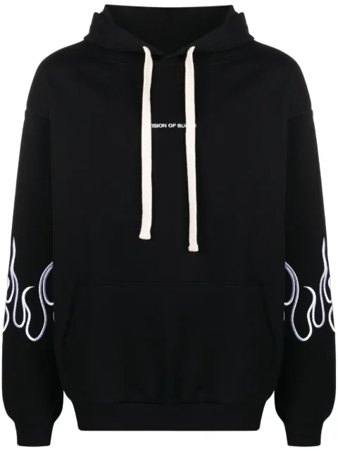 Vision Of Super flame-embroidered cotton hoodie