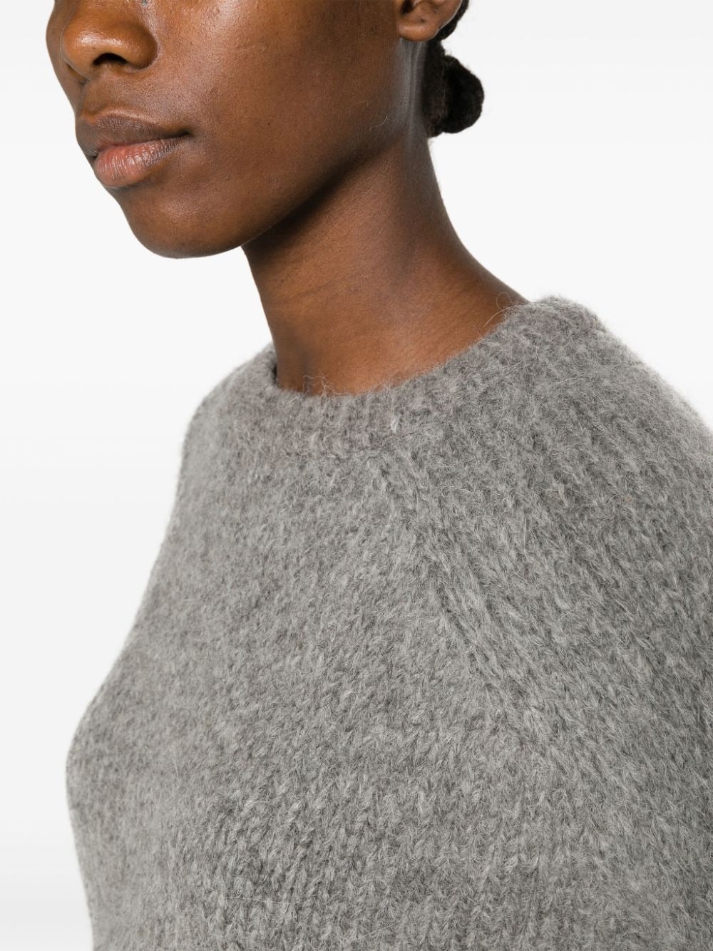 Shop Totême Crew-neck Chunky-knit Jumper In Grey