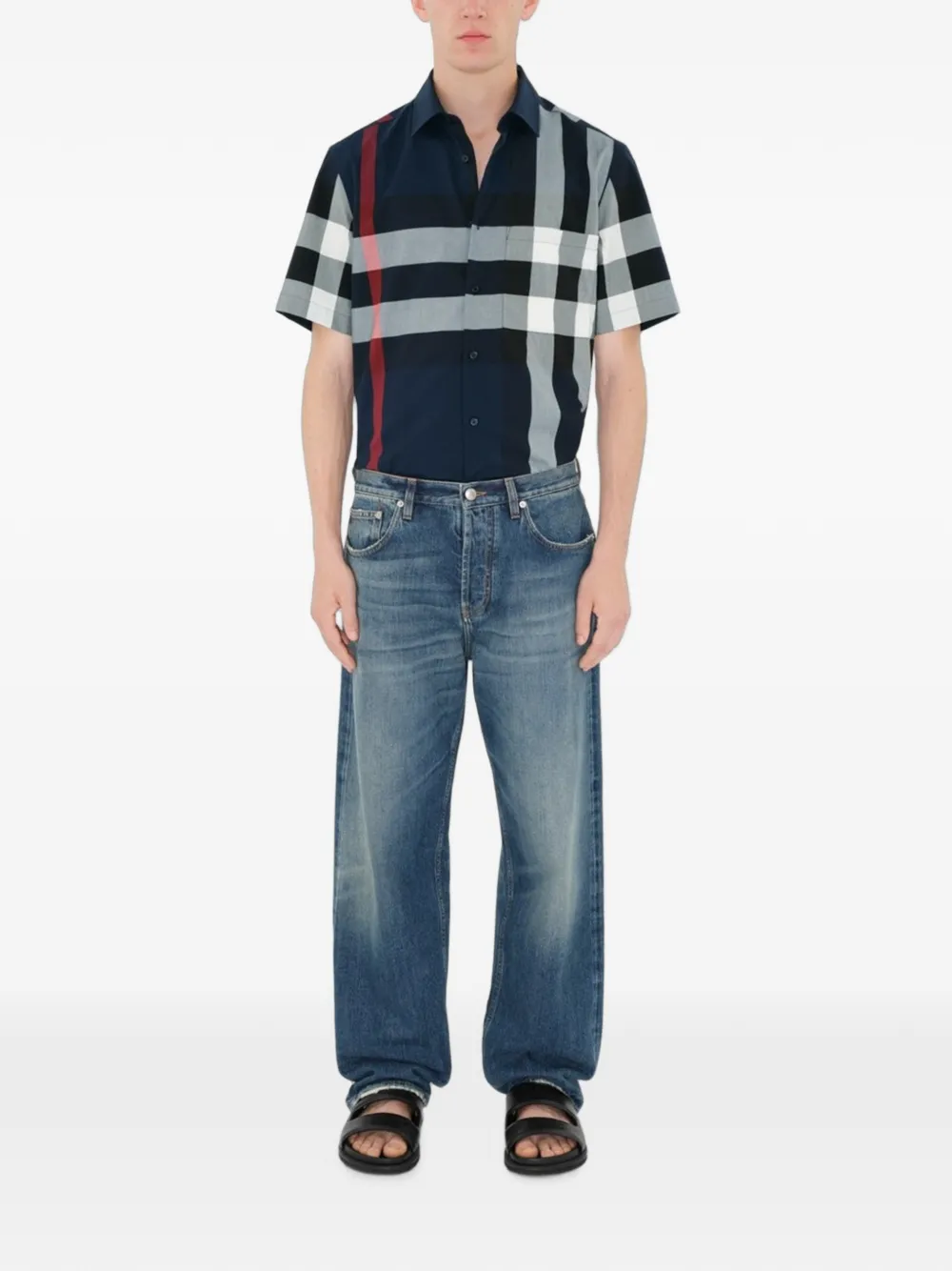 Burberry Geruit katoenen overhemd Blauw