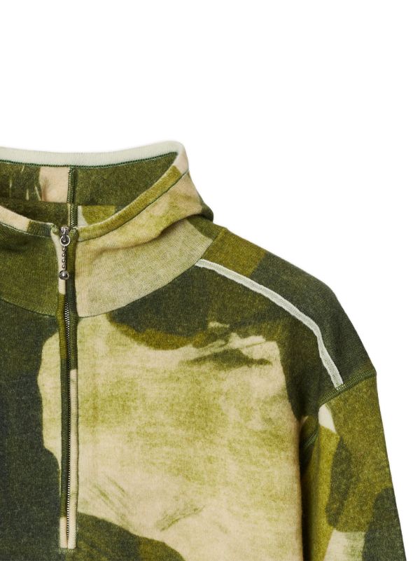 Burberry camouflage print half zip Hoodie Farfetch