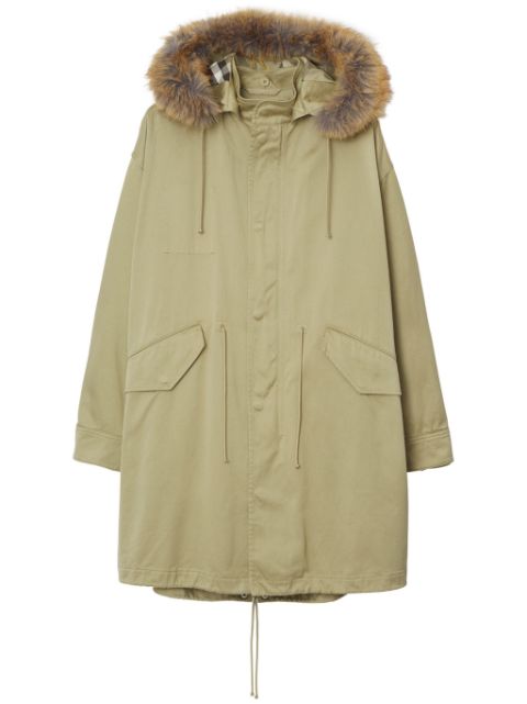 Burberry faux-fur hood parka coat