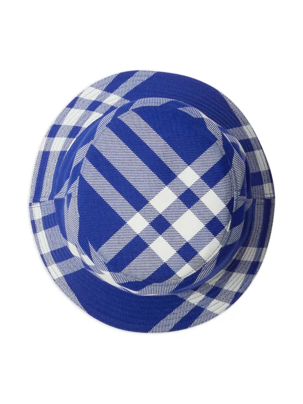 Burberry Checked tonal-stitching Bucket Hat | Blue | FARFETCH