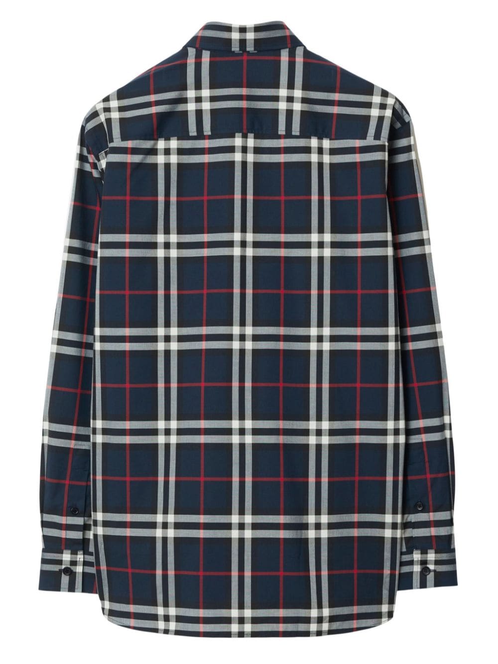 Shop Burberry Check-pattern Cotton Shirt In Blue