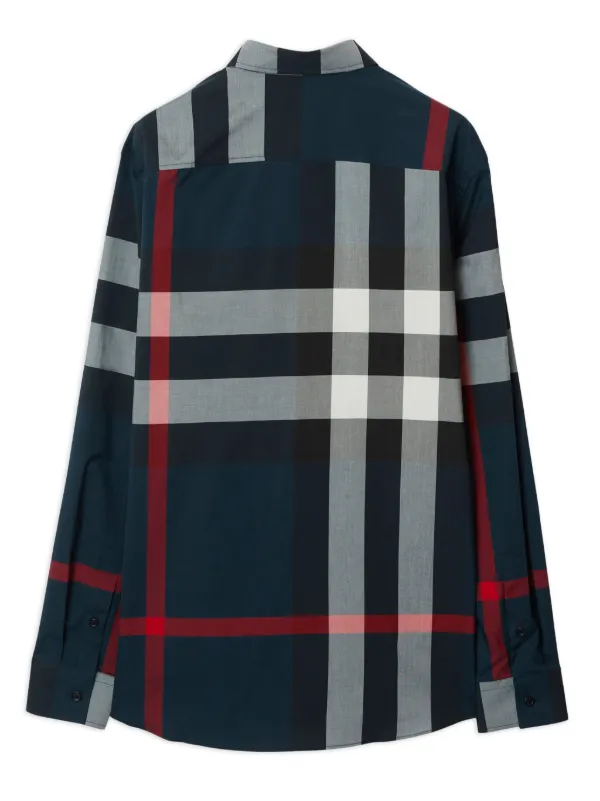 Tシャツ・カットソー Burberry CAMICIE OXFORD A QUADRI MANICA LUNGA Burberry Camicia a Quadri | Blu | FARFETCH IT