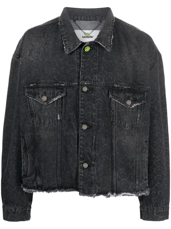 BARROW smiley print Denim Jacket Farfetch