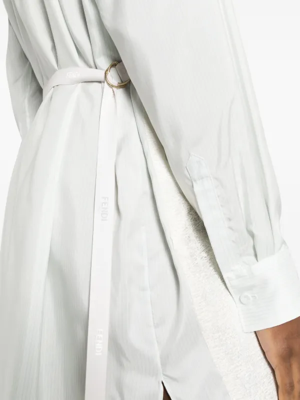 FENDI lace-detail Silk Shirtdress | White | FARFETCH