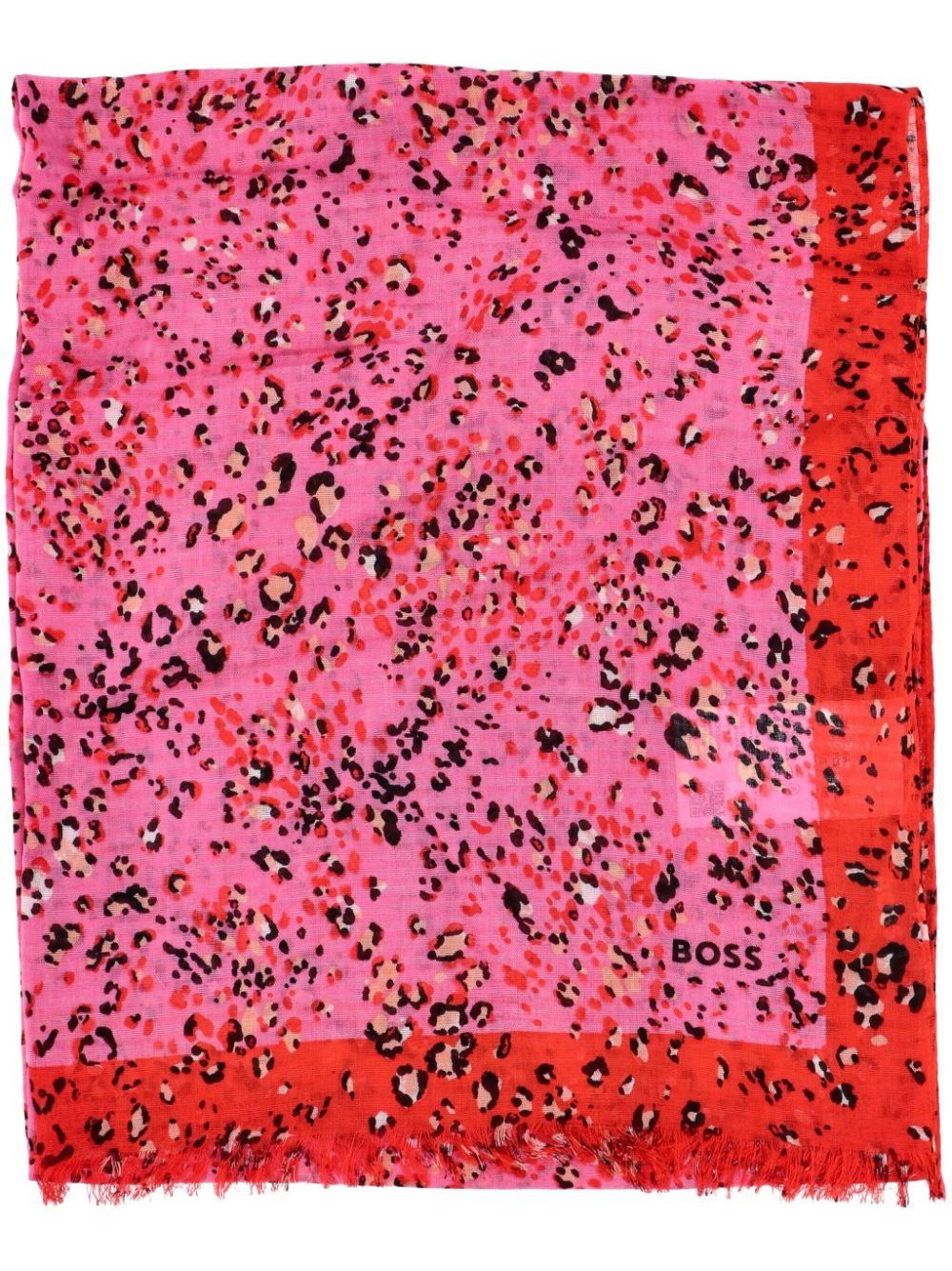 Hugo Boss Leopard-pattern Jacquard Scarf In Pink