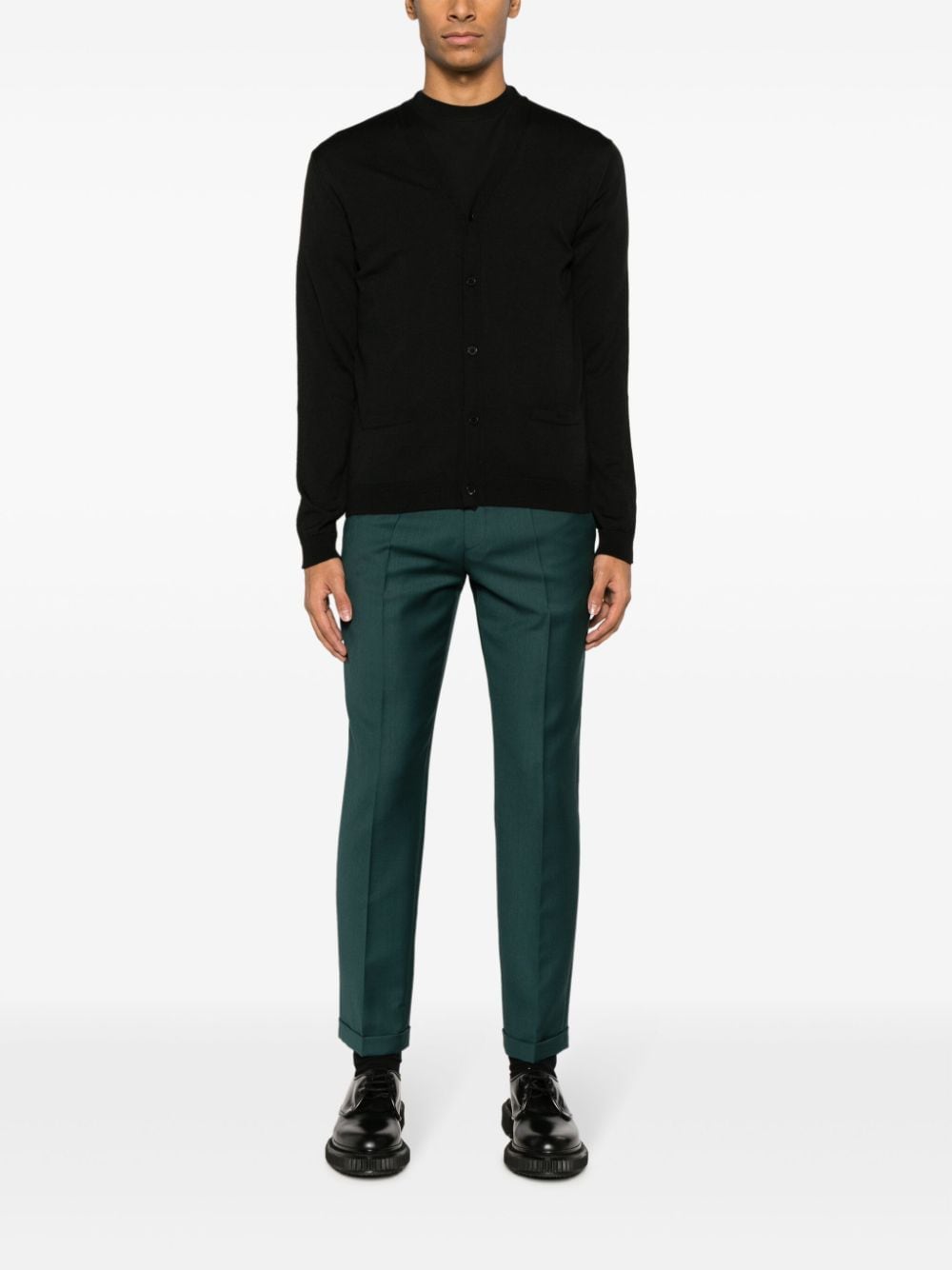 Shop Paul Smith Tapered-leg Wool Trousers In Green