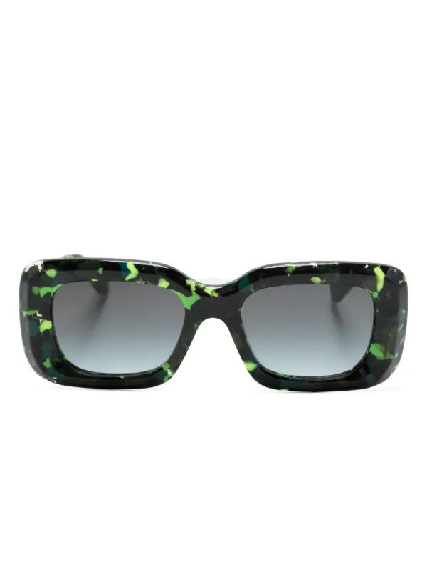Chloé Black Cat-Eye Sunglasses with Green Lenses Chloé Eyewear Gayia rectangle-frame Sunglasses | Green  main image 4