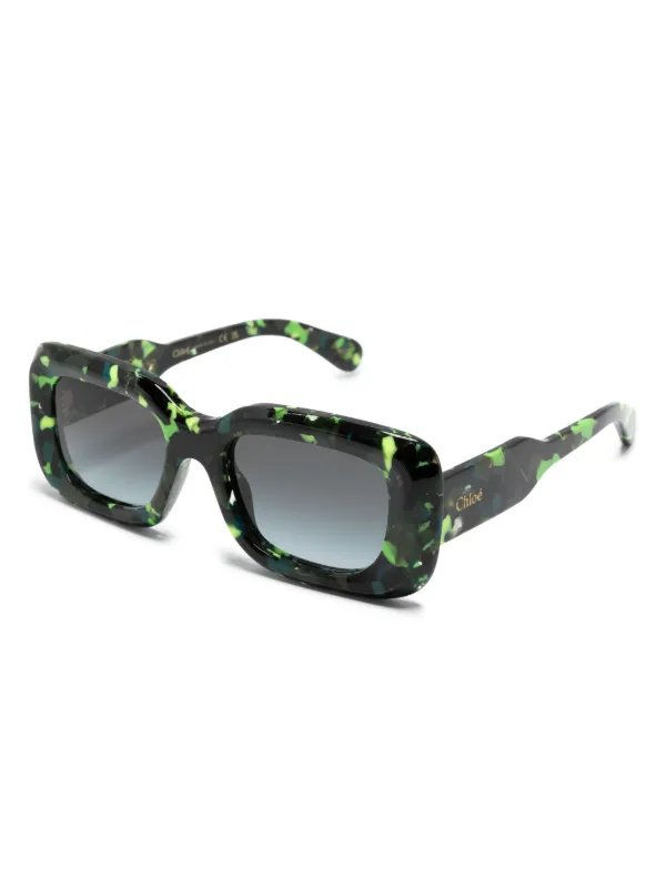 Chloé Eyewear Gayia rectangle-frame Sunglasses | Green  display picture 1