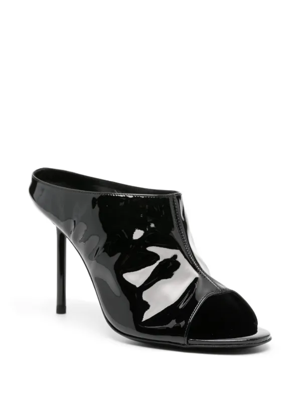 black patent mules