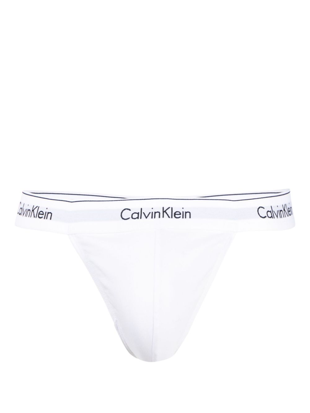 Calvin Klein logo-waistband jersey thong - Wit