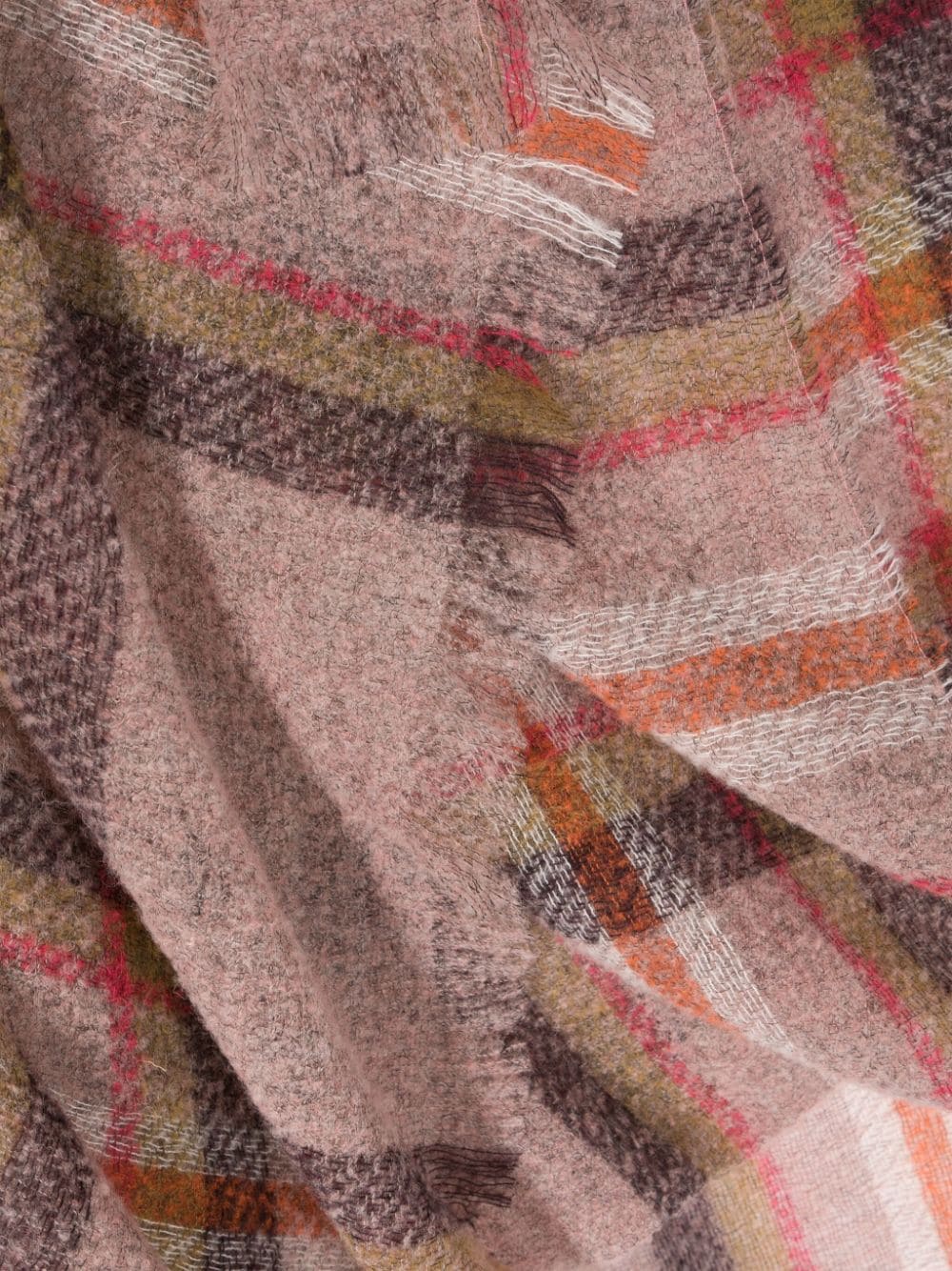 Shop Séfr Plaid-check Frayed-edge Scarf In Pink