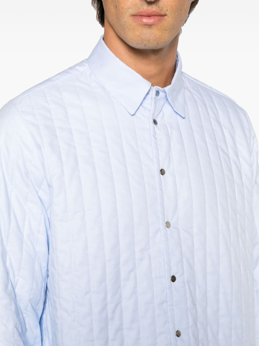 Shop Low Brand Padded Long-sleeve Shirt In Blue