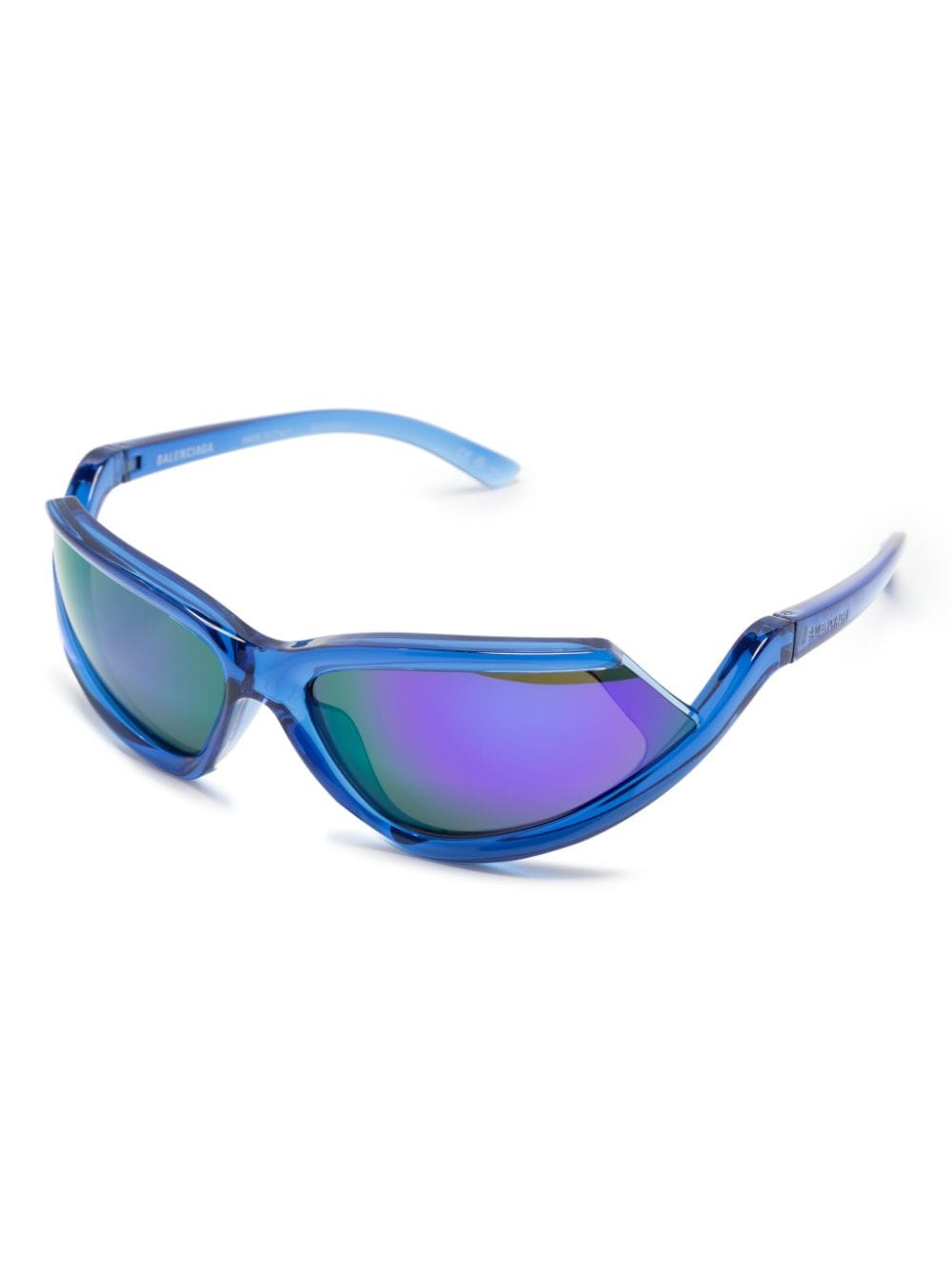 Shop Balenciaga Shield-frame Mirrored Sunglasses In Blue