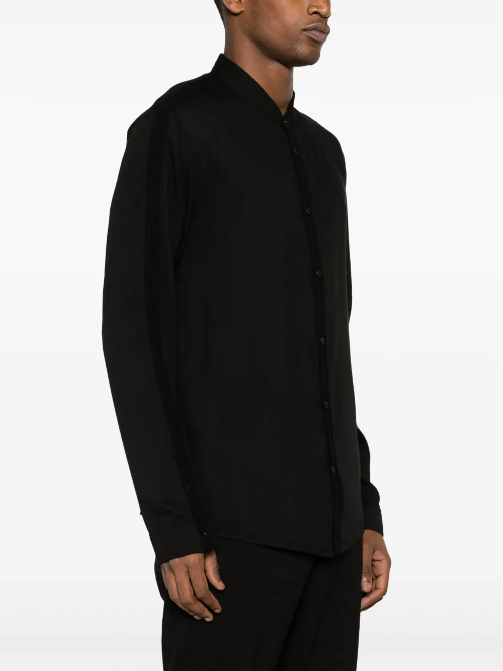 Shop Transit Mandarin-collar Appliqué Embellished Shirt In Black