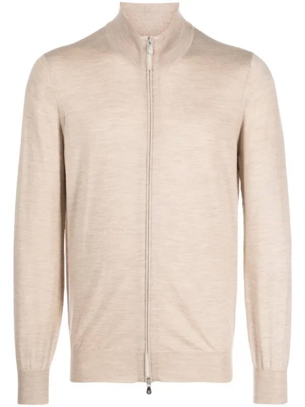 Mens beige best sale zip up cardigan