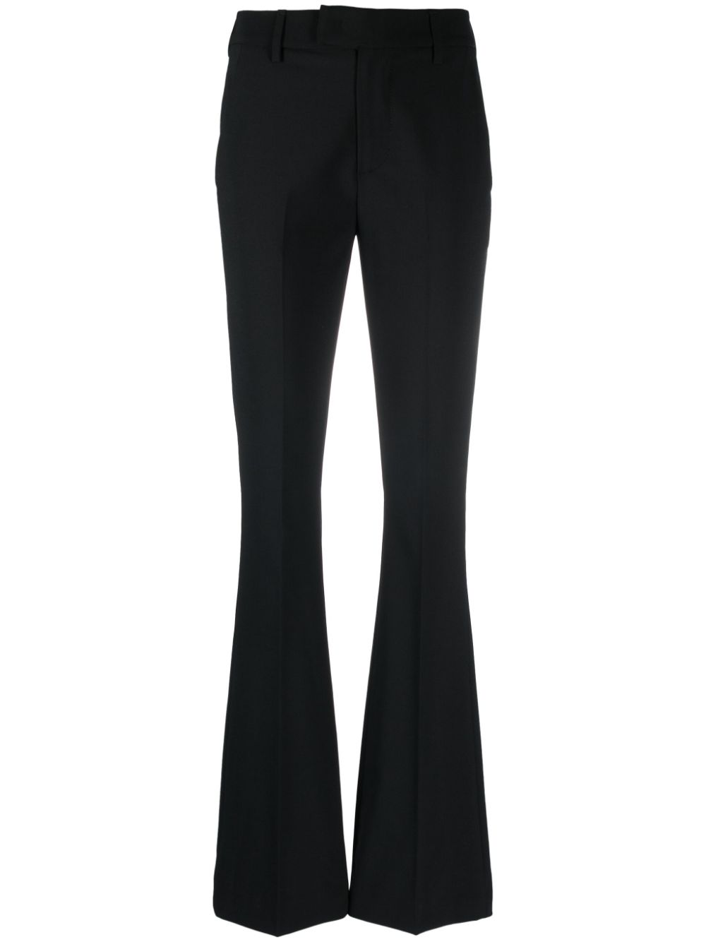 Dondup Logo-plaque Pressed-crease Tailored Trousers In Black