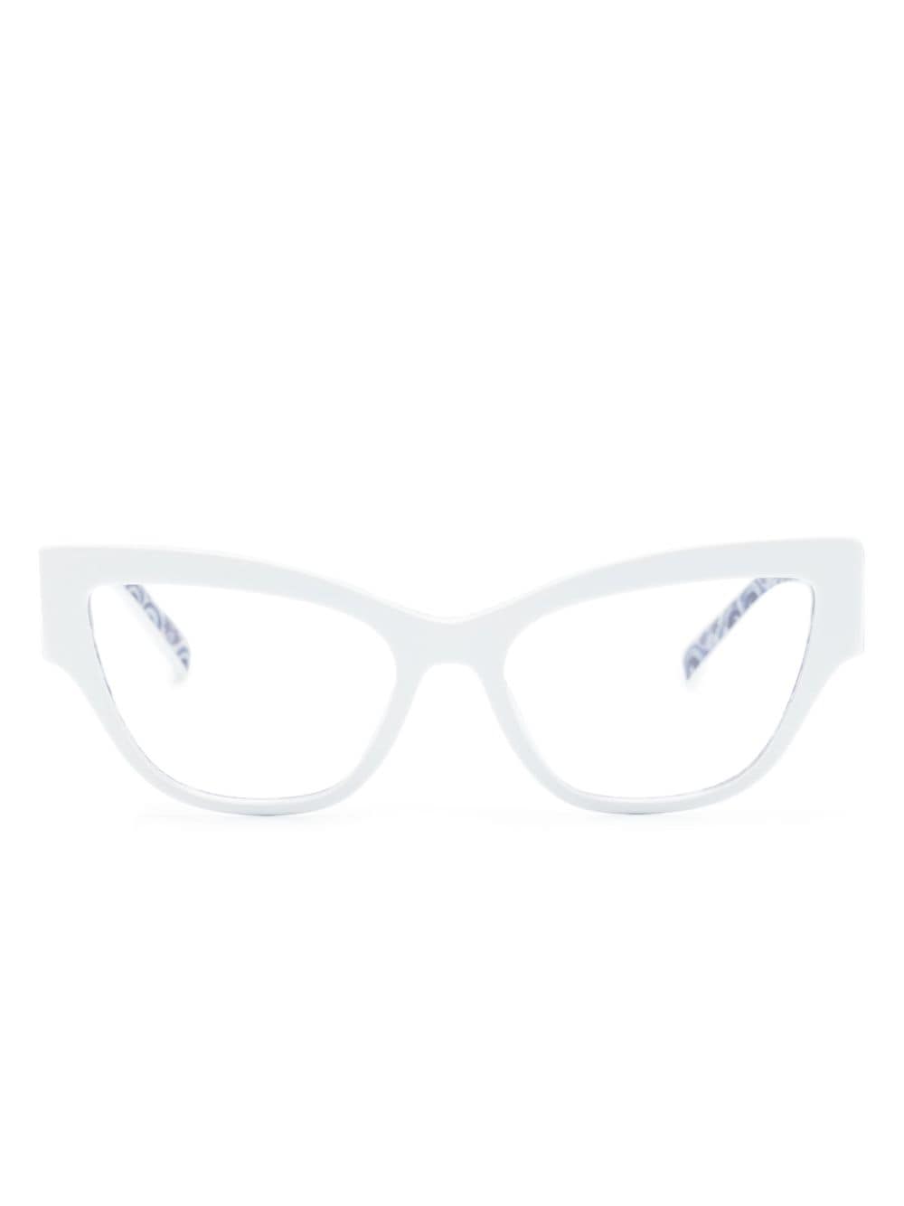 Dolce & Gabbana New Print Cat-eye Glasses In White