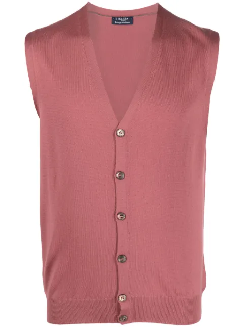 Barba button-up virgin wool knitted vest