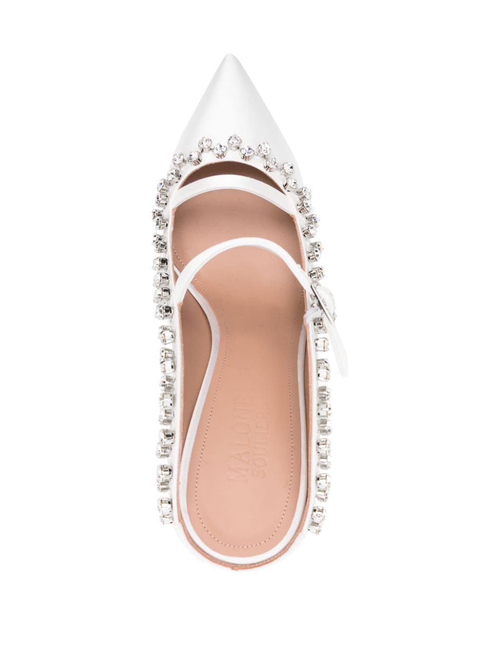Shop Malone Souliers Gala 100mm Crystal-embellished Mules In White