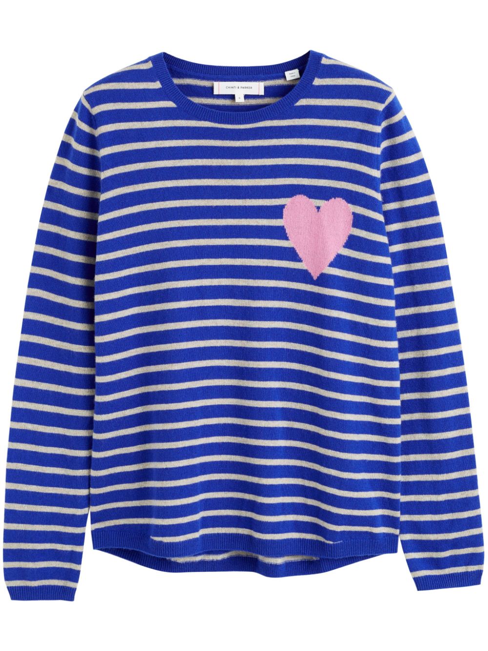 Shop Chinti & Parker Heart Breton Striped Jumper In Blue