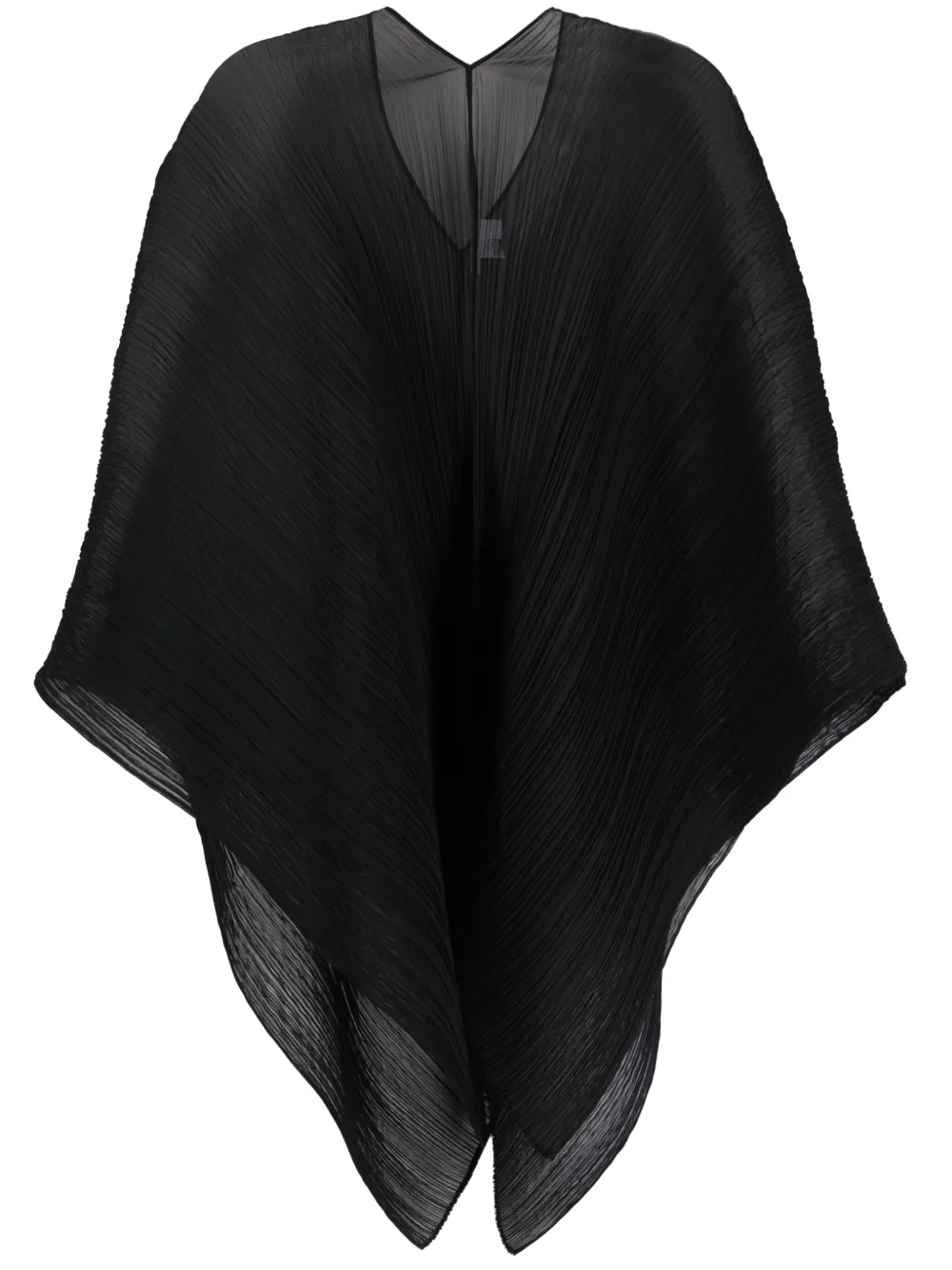 Pleats Please Issey Miyake Geplooide poncho Zwart