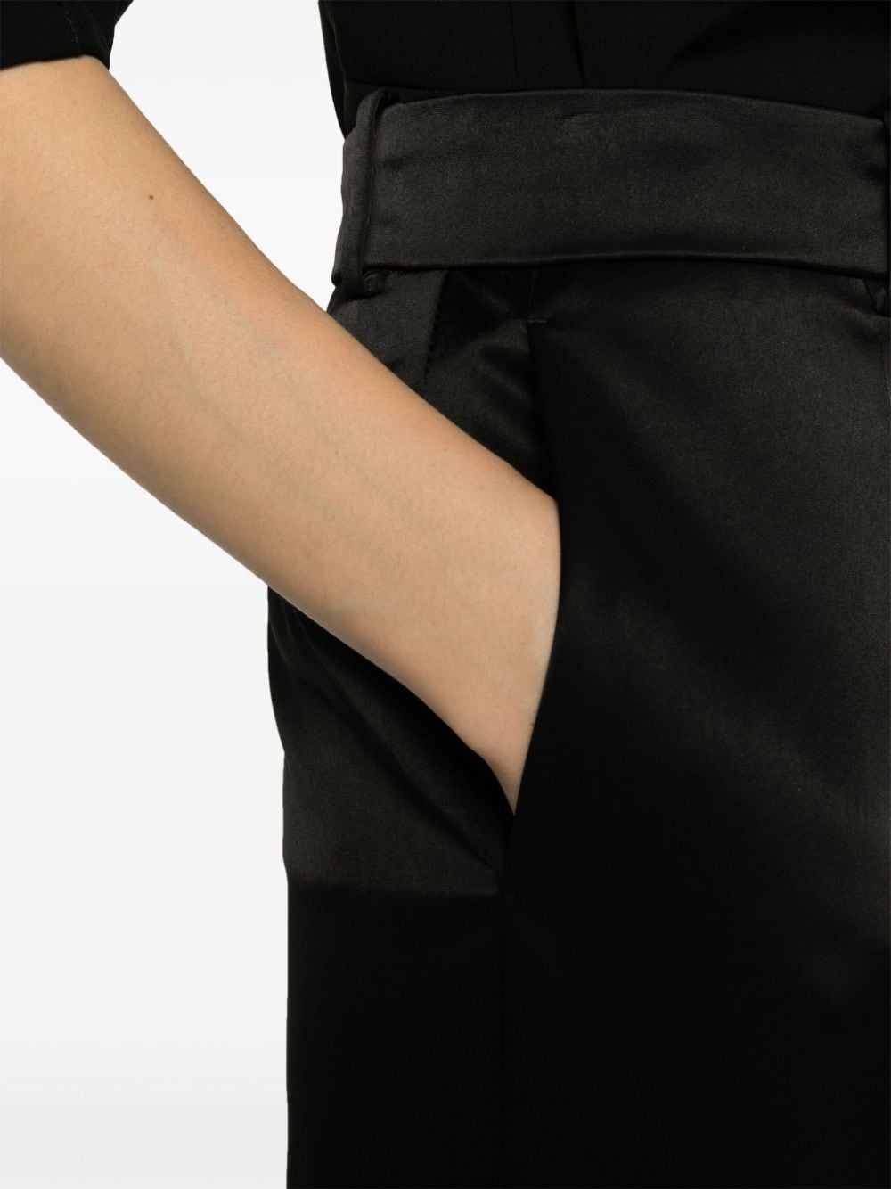 Shop Lanvin Satin-finish Straight-leg Trousers In Black