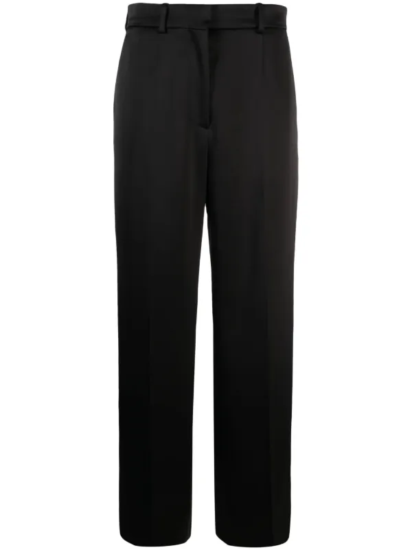 Lanvin Satin-finish Straight-leg Trousers in Black