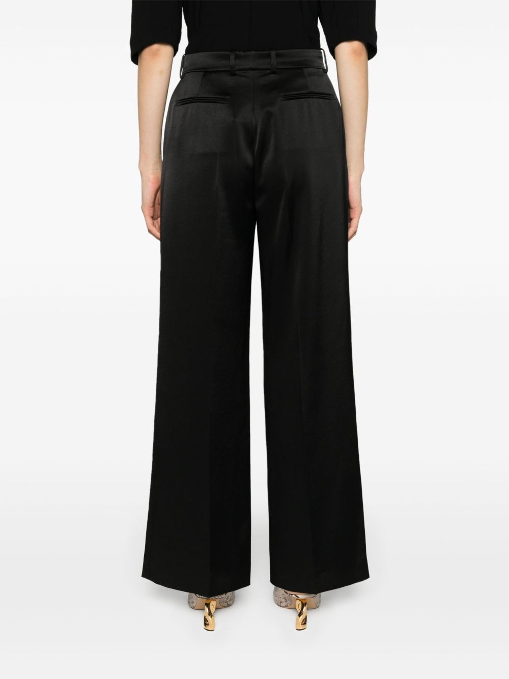 Shop Lanvin Satin-finish Straight-leg Trousers In Black