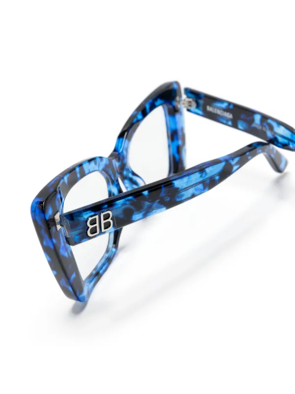 BALENCIAGA べっ甲柄 キャットアイ メガネ Balenciaga Eyewear Tortoiseshell cat-eye Glasses | Blue | FARFETCH