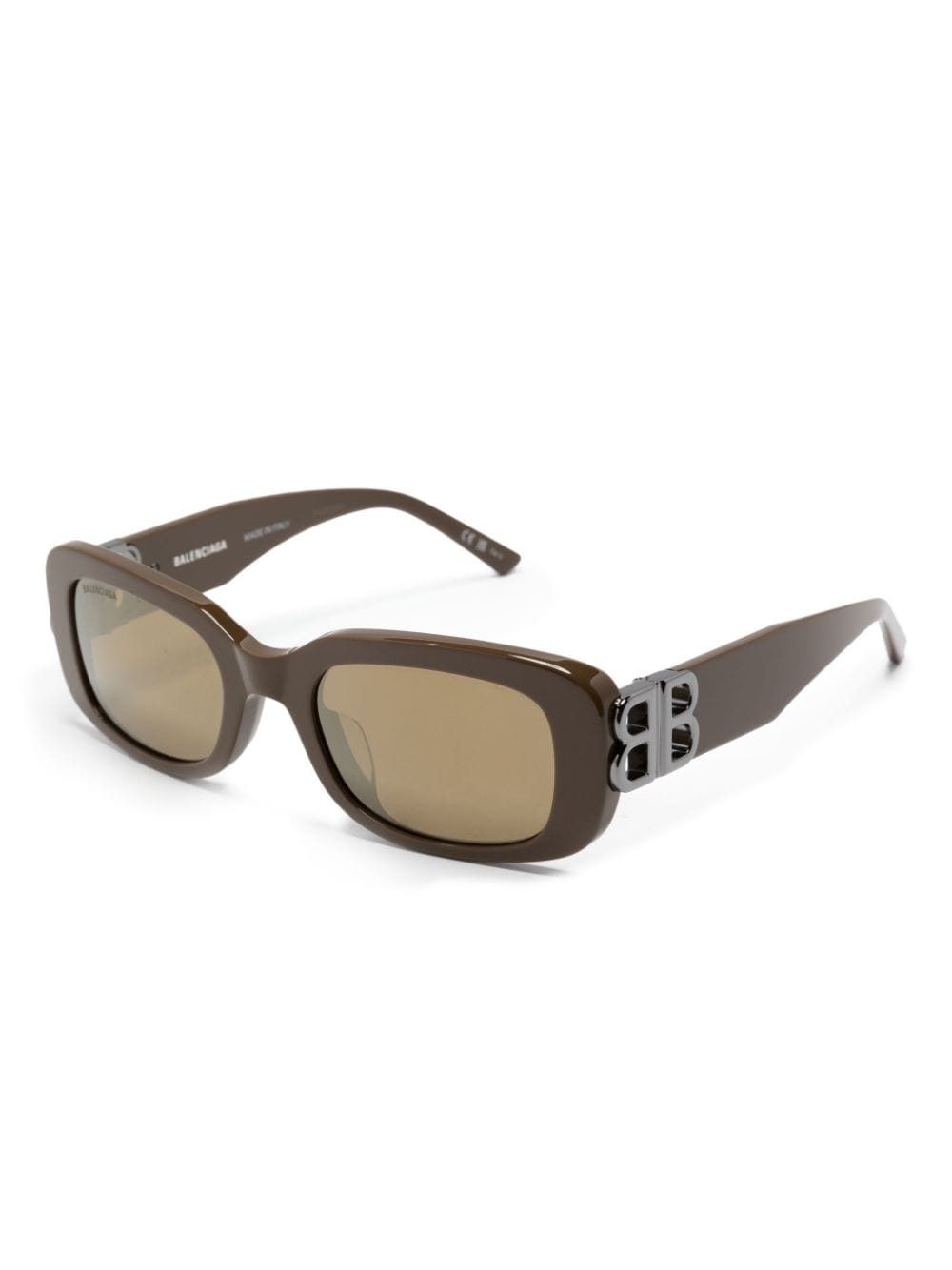 Shop Balenciaga Everyday Rectangle-frame Sunglasses In Brown