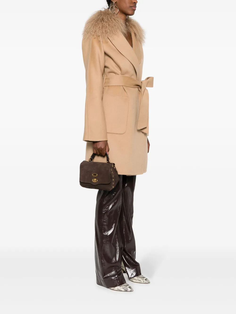 Zanellato Postina suede tote bag Bruin