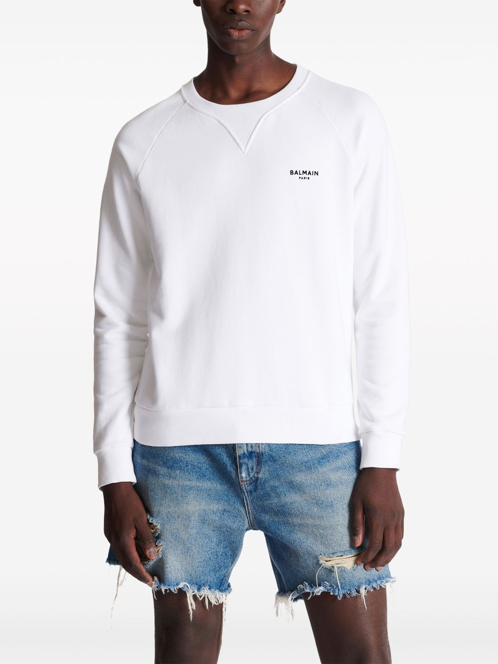 Cheap Balmain logo-print cotton sweatshirt Men