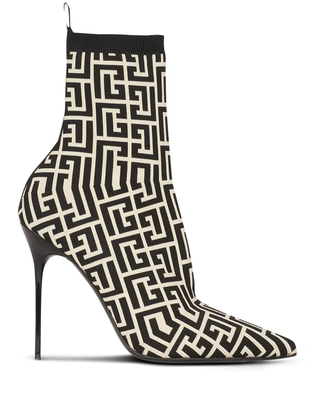 Balmain Skye 95mm monogram-jacquard boots Black