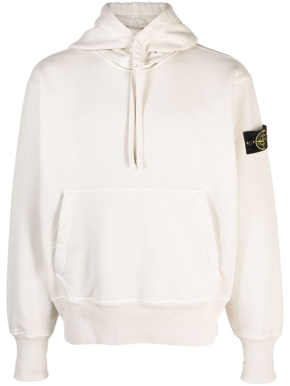 Shop Stone Island Compass-motif Cotton Jersey Hoodie In Neutrals