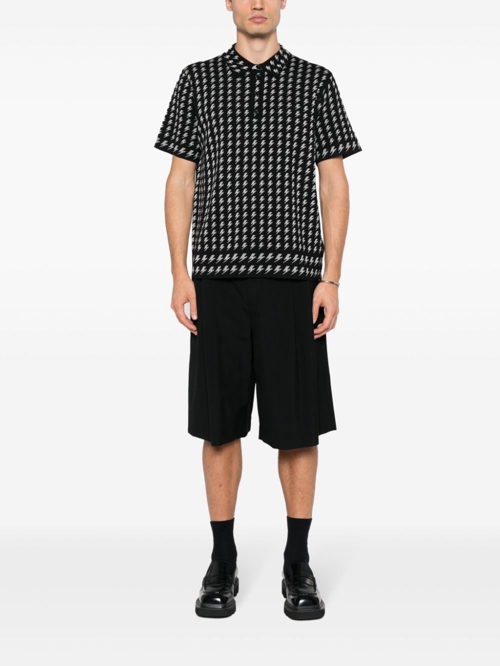 Neil Barrett Thunderbolt short-sleeve polo shirt - Zwart