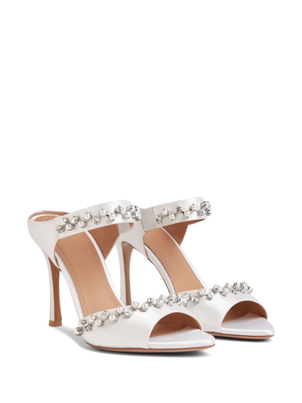 Shop Malone Souliers Tala 90mm Satin Sandals In White