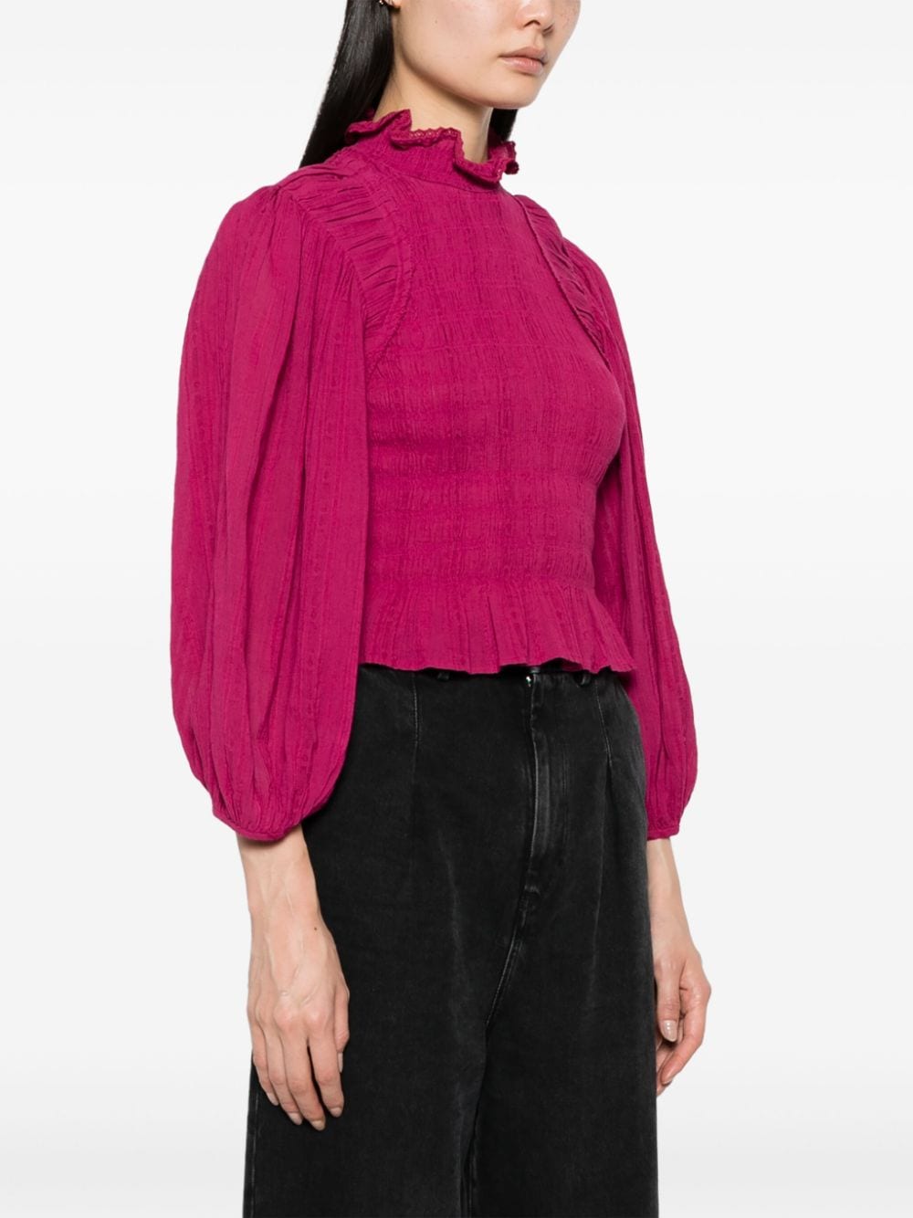 Shop Marant Etoile Idris Smocked Blouse In Purple