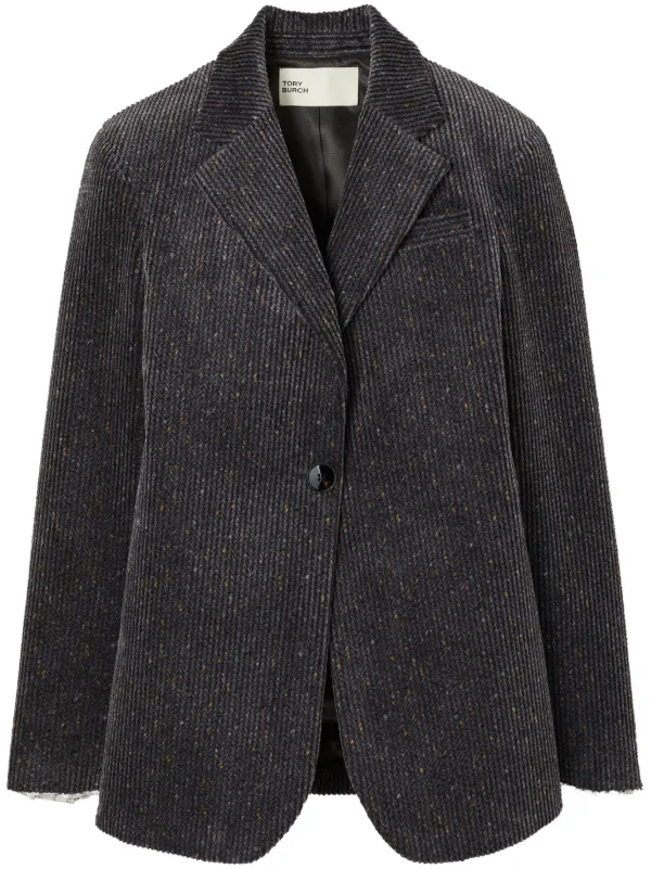Tory Burch Cinched Corduroy Blazer in Grey