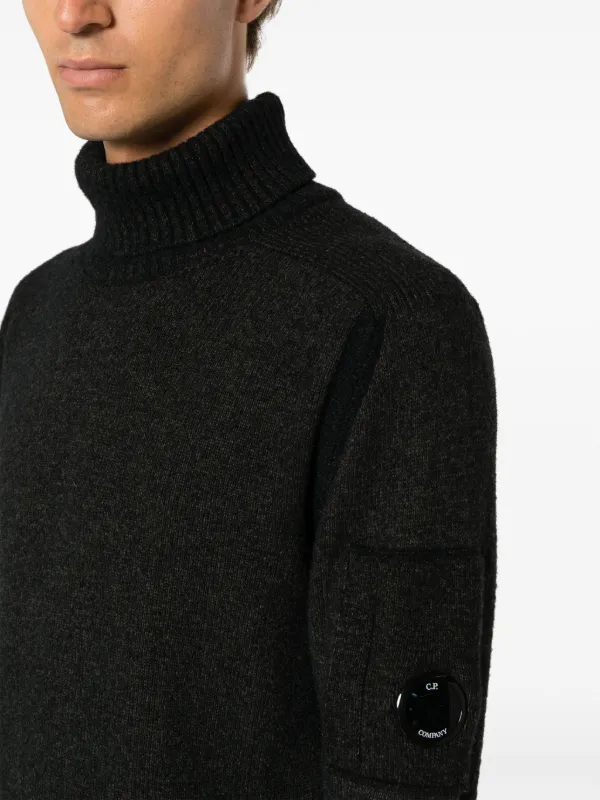 C.P. Company Lens patch fleece knit Jumper Green FARFETCH AE