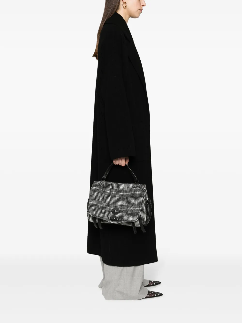 Zanellato large Postina houndstooth-pattern tote bag - Zwart