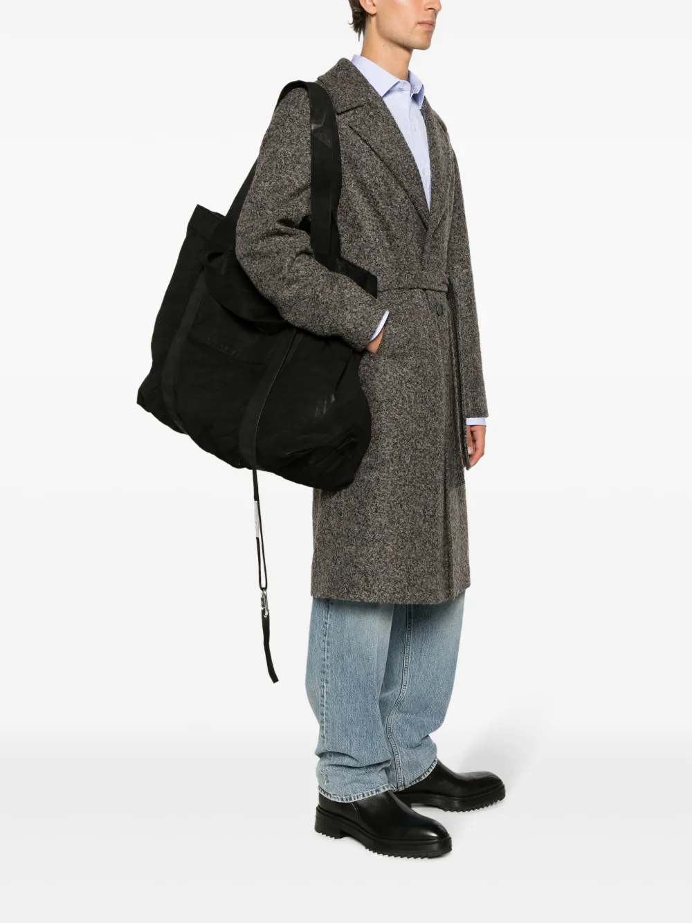 Boris Bidjan Saberi distressed cotton tote bag - Zwart