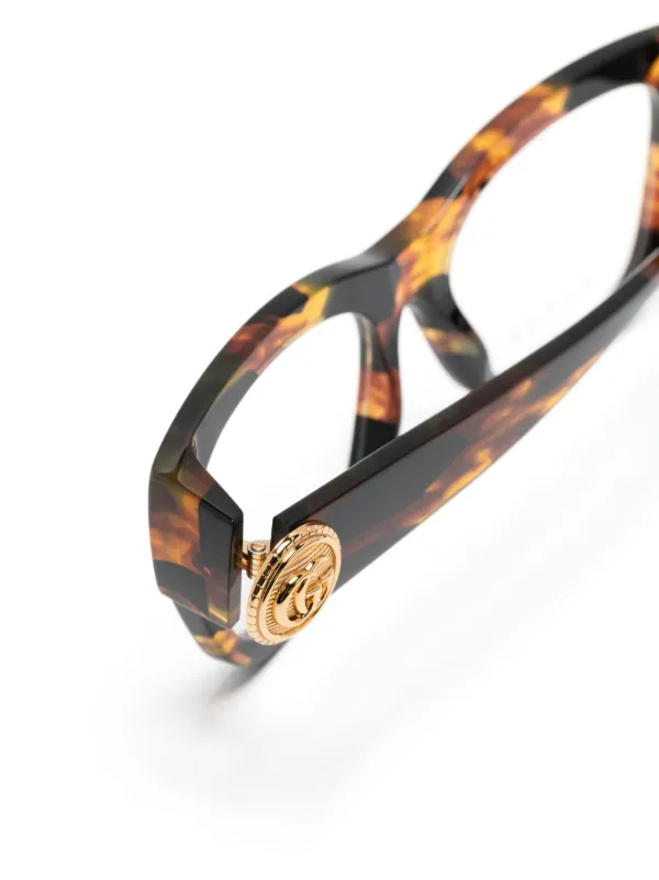 Gucci Eyewear Interlocking G plaque tortoiseshell effect glasses women Acetate 53 Brown
