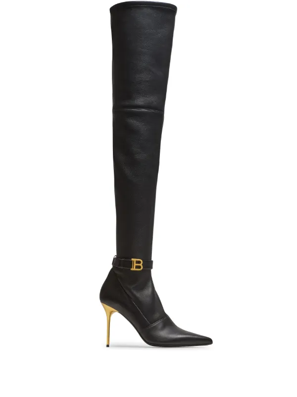 Balmain Raven 120mm over the knee Boots Black FARFETCH CA