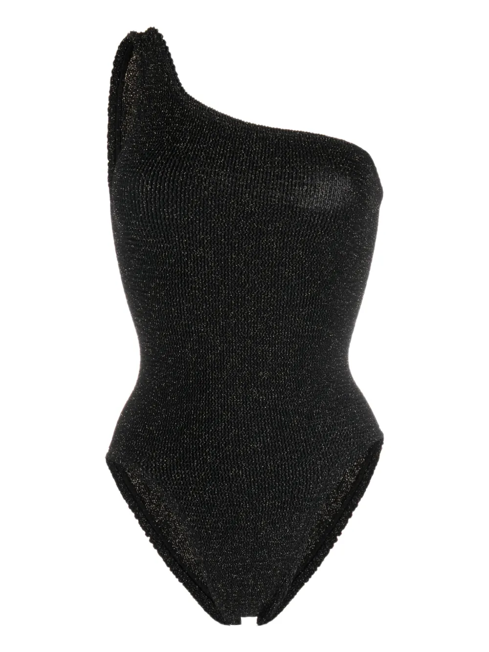 Hunza G Nancy One-shoulder Crinkle One-piece Swimsuit In Black
