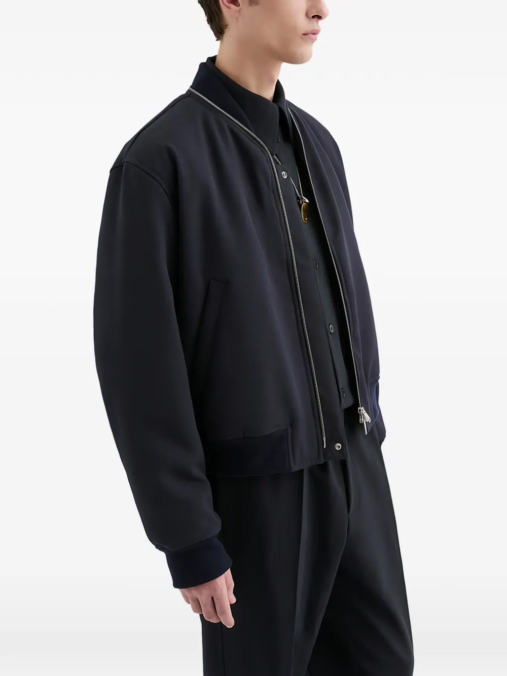 Jil Sander Bomberjack met rits Blauw
